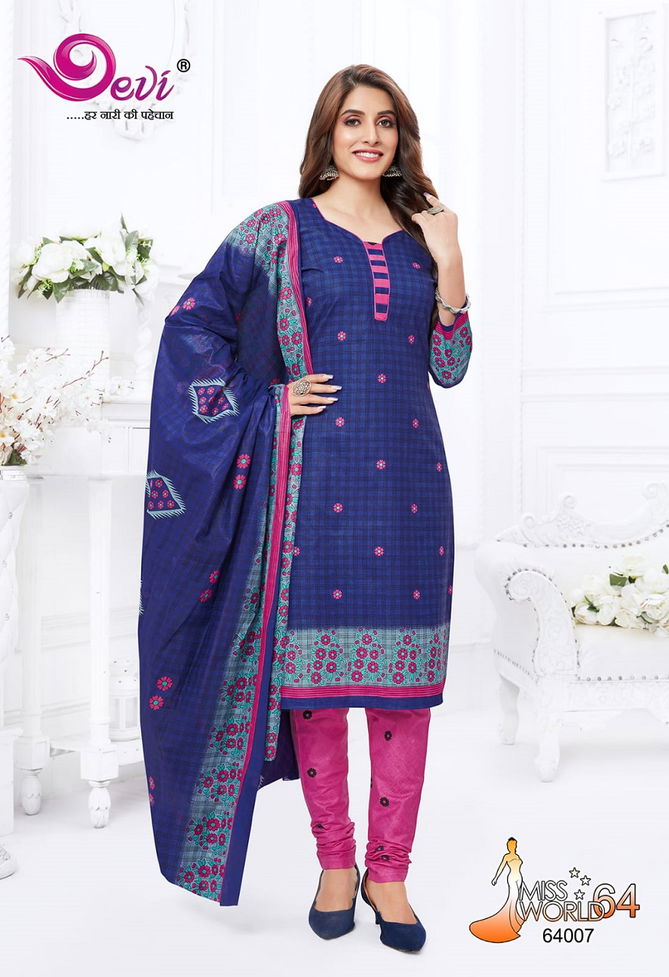 Devi Miss World 64 Wholesale Printed Cotton Dress Material Catalog
